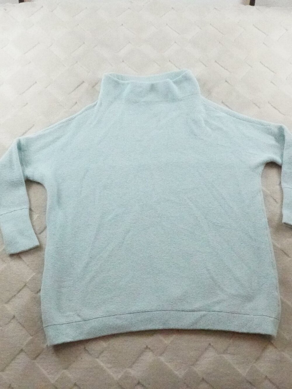 Free People Ottoman Slouchy Tunic Blue Ribbed Oversized Sweater Small